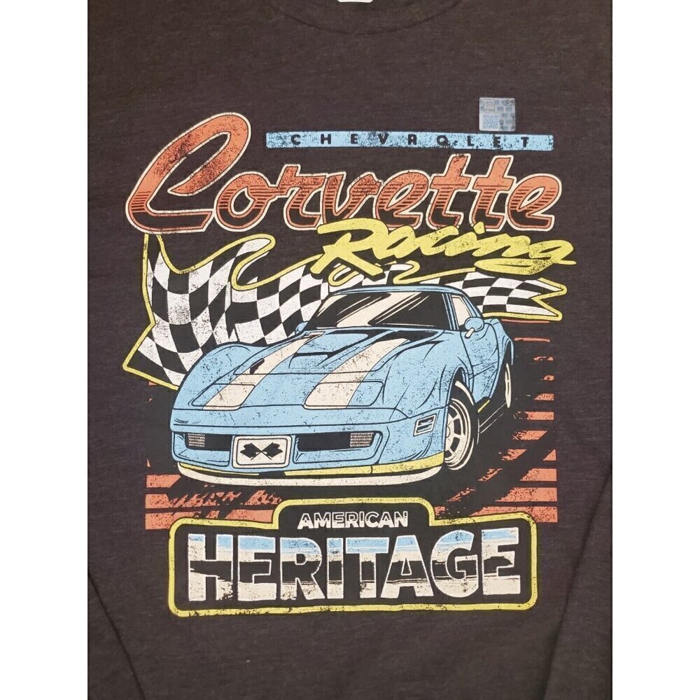 Corvette Racing Long Sleeve Graphic‎ T-shirt Mens XXL Charcoal Heathered NWT